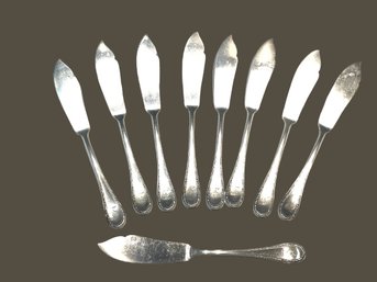 Nine Antique .800 Silver Fish Knives 14.22 Ozt