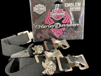 Harley Davidson Emblem And Glove Straps With Roses You Go Girl!