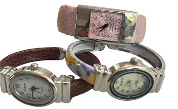 Trio Of Ladies Fine Hinged Bracelet Watches (B)