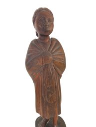 Fine Rosewood Sculpture Of African Woman Carrying Child 11'