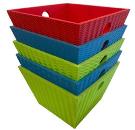 Five 'The Container Store' Rubber Storage Bins