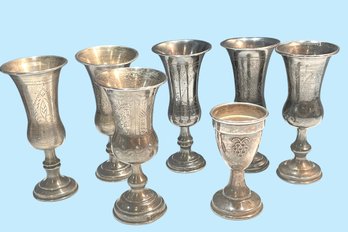 Seven Small Sterling Silver Kiddush Cups 6.45 OZT