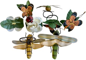 Eight Delightful Insect Themed Metal Napkin Rings