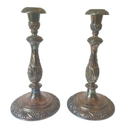Pair Of Vintage Rogers Art Nouveau Silver Plate Candle Sticks