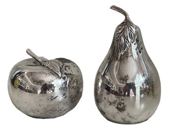 Sterling Silver Pear And Apple Salt & Pepper Shakers 4.28 Toz