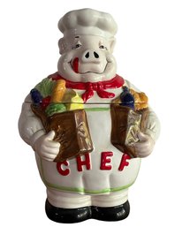 Vintage Chef Pig Cookie Jar By Treasure Craft (b-29)