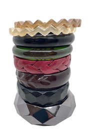 Vintage Plastic Bangle Bracelets - 8 Pieces