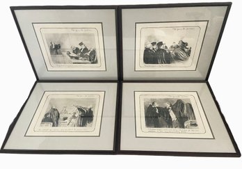 Collection Of Four Framed 'Les Gens De Justice' By Honore Daumier Prints 20' X 18'