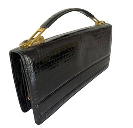 Vintage Fouri Black Leather Handbag From Singapore