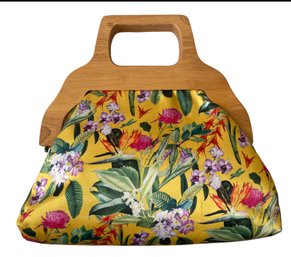 Wood Handled Fabric Handbag - Hello Summer!