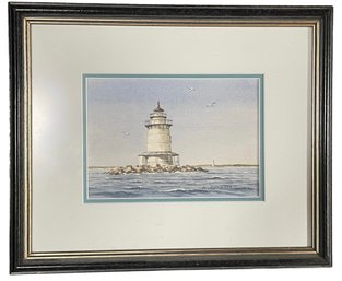 Signed Watercolor 'Lighthouse' By A. Forester (M)
