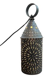 Primitive Punched Tin Swag Lamp
