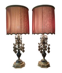 Spectacular Pair Of Mid Century Italian Regency Table Lamps