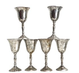 Set Of Six Silver Plate Judaica Kiddush Cups