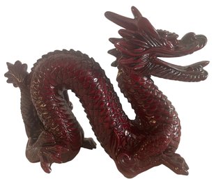 Vintage Chinese Red Resin 'Good Luck Dragon Figurine