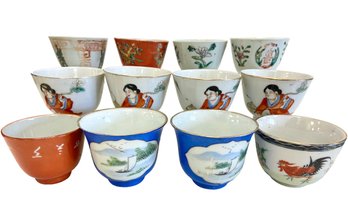 Twelve Antique Chinese And Japanese Tea Cups (r)