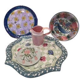 Trio Of Hand Painted Serving Platters & More