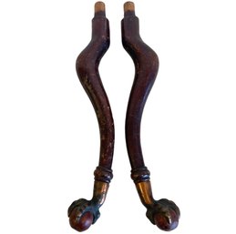 A Pair Of  Vintage Table Legs With Claw And Ball Feet