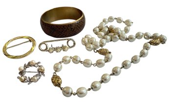 Necklace, Pins And Bracelet - 5 Pieces
