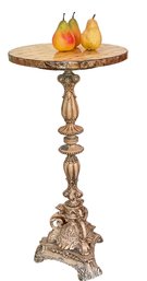 Ornate Mid Century Italian Metal Pedestal  With Capiz Shell Top
