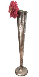 Tall Antique Sterling Trumpet Vase 16.6 Toz