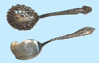 Two Small Antique Sterling Spoons 1.09 OZT