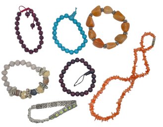 Beaded Bracelets And Necklace - 7 Pieces