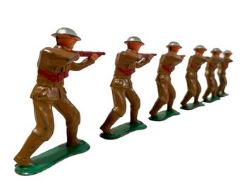 Set Of Six Vintage WWI Toy Soldiers Made Of Lead, Sharp Shooters