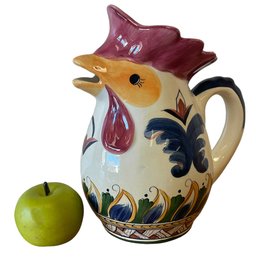 Hand Painted Ceramic Rooster Pitcher By Deruta