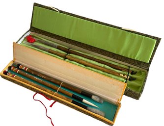 Two Boxes Of Fine Chinese Art Brushes