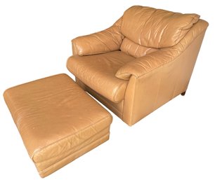Vintage MCM  Leather Craft Butterscotch Easy Chair & Ottoman