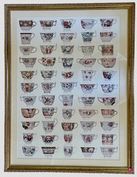 Beautifully Framed Poster Of Antique English Tea Cups Patterns (O)
