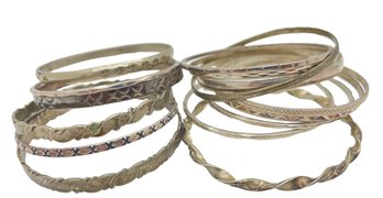 Sterling Silver Bangle Bracelets Lot B - 15 Pieces