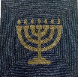 Beaded Judaica Menorah Table Pad