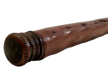 Antique Wooden Walking Stick With Lead Weights Inside The Hollow Top