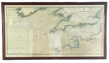 Huge Antique British Navy Map Of English Channel (C)