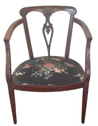 Antique Asian Accent Chair With Inlaid MOP