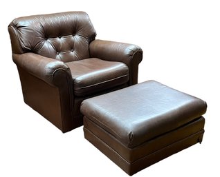Leather Chair & Ottoman By Reid Leather