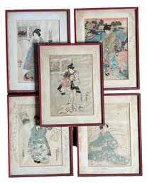 Five Antique Japanese Ukiyo-e Prints (U)