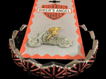 Motor Cycles Bikers Angel And Super Cool Heavy Metal Bracelet By Giles  And Bro. New