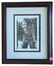Framed Lithograph 'Venice Canal' By Deanu Prosia (R)