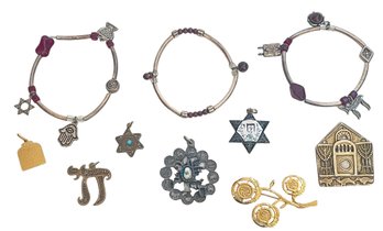 Collection Of Judaica Jewelry - Some Sterling