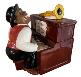 Vintage Ragtime Piano Player Cookie Jar By Clay Art (Q)