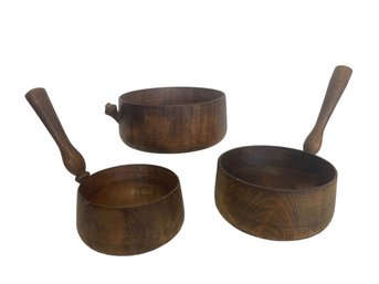 Trio Of  Old Wooden Scoops