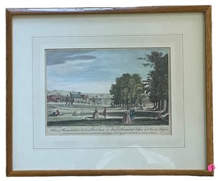 Antique French Tinted Etching 'A View Of Hampsted From The Top Of Pond Street' (Z)