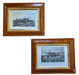 Pair Of Antique English Tinted Etchings  (T) (V)