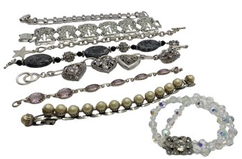 Linked Silver Tone Bracelet Collection - B - Includes Bartek - 8 Pieces