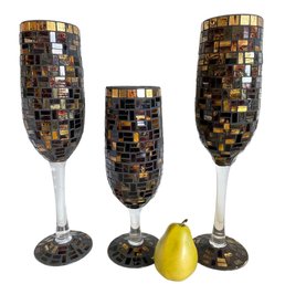 Trio Of Mosaic Glass Vases