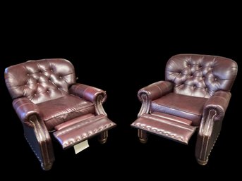 Very Nice Leather Tufted With Nail Heads Recliners By Lane