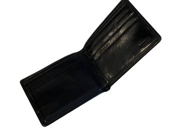 New Bright Mens Black Leather Billfold Wallet